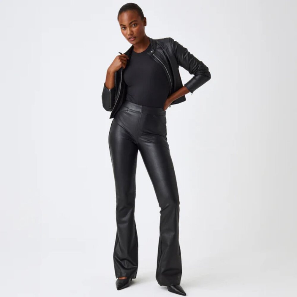 SPANX Leather-Like Flare Pant, Luxe Black
